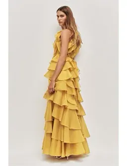 Aje Cleo Gown Chartreuse Size 10 for rent on The Volte - image 5