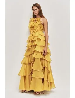 Aje Cleo Gown Chartreuse Size 12 for rent on The Volte - image 1