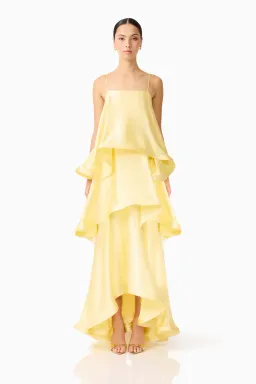  Elliatt Tilly Tiered Maxi Dress Butter Yellow Size L/AU 12 for rent on The Volte - image 1