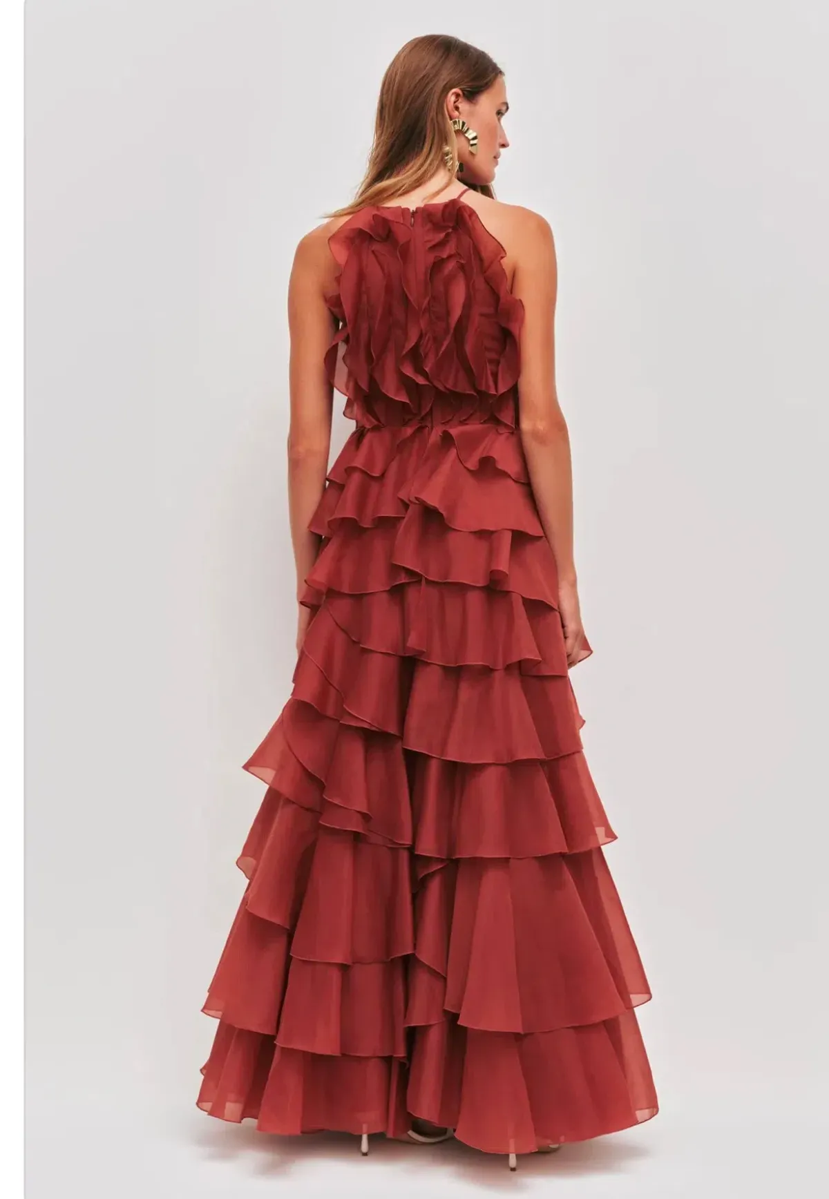 Aje Cleo Gown in Rust Size 10 - Image 3