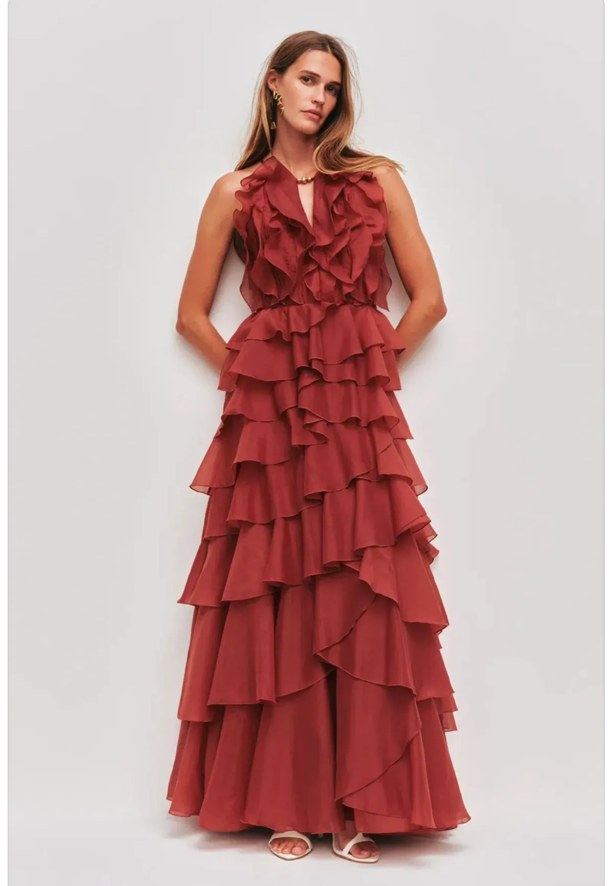 Aje Cleo Gown in Rust Size 10 - Image 1