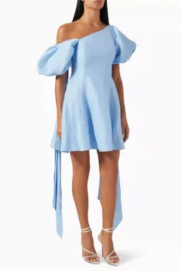 AJE ARISTA TULIP SLEEVE MINI DRESS POWDER BLUE SIZE 8 for rent on The Volte - image 2