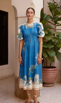Alemais Luda Midi Dress Blue Size 14 for rent on The Volte - image 1