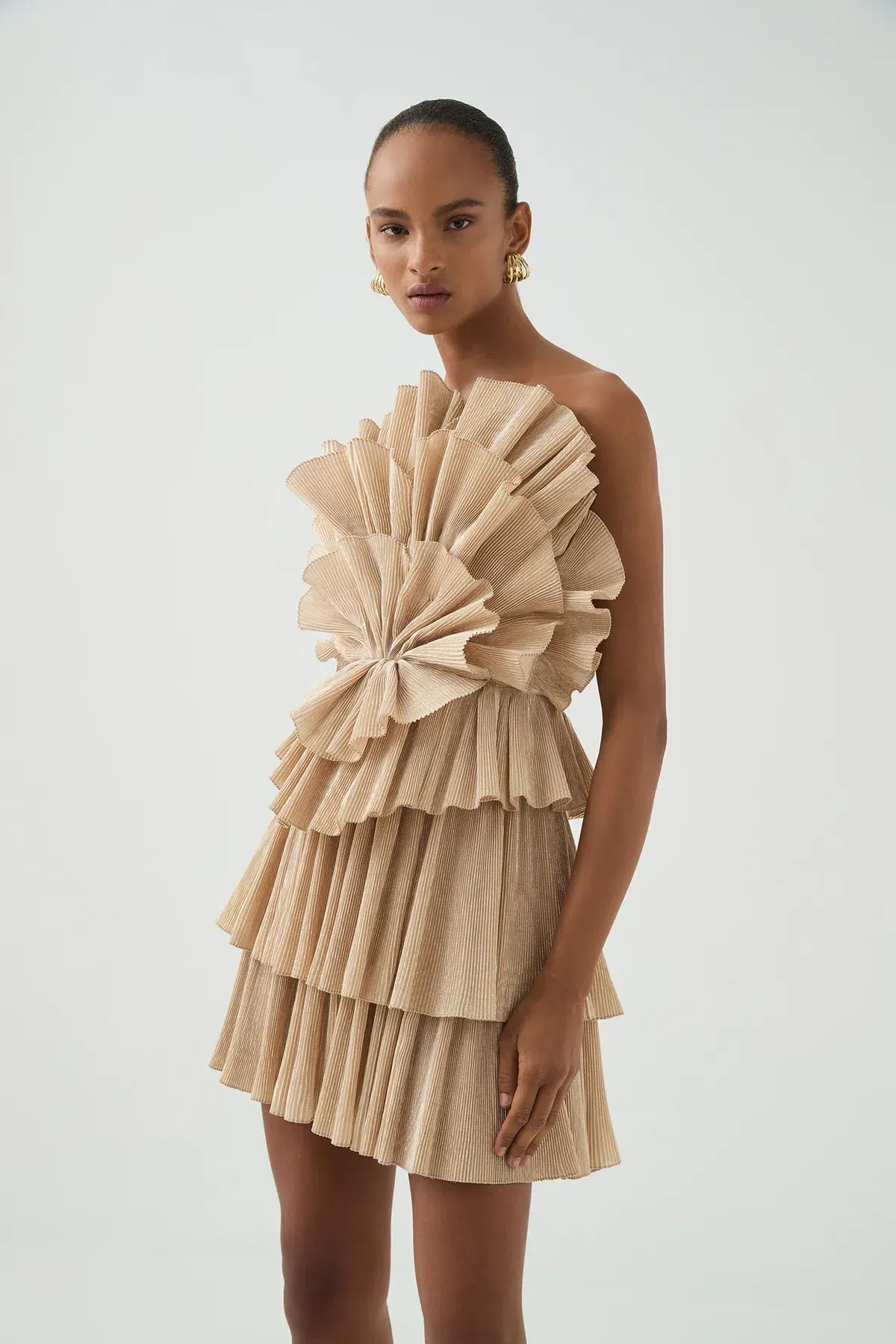 Aje Kyra Mini Dress in Gold Size 8 - Image 2