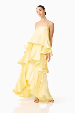Elliatt Tilly Tiered Maxi Dress size L / 12 Butter Yellow for rent on The Volte - image 3