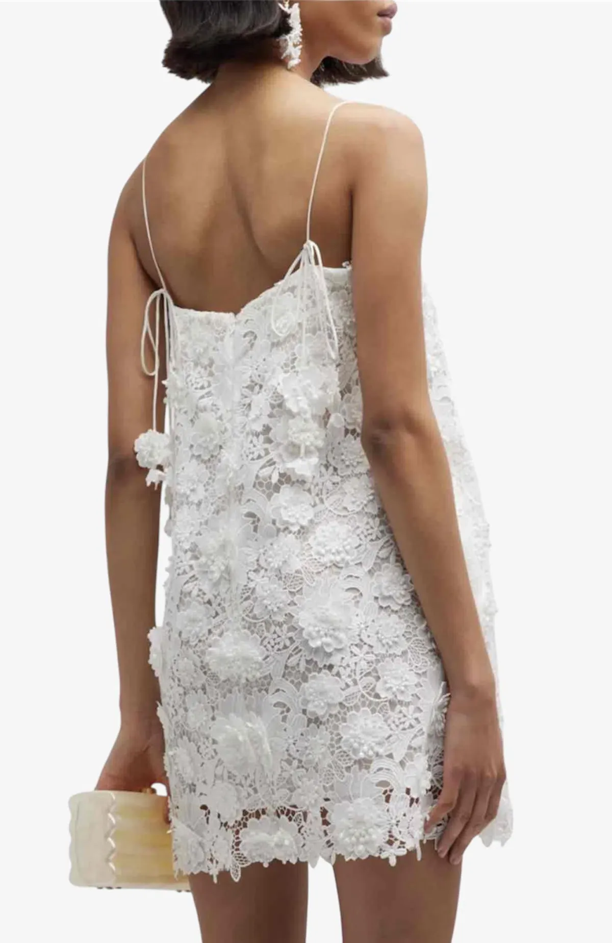 Zimmermann Raie Lace Flower Mini Dress Ivory Size 0 / AU 8 - Image 3