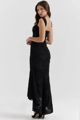 House of CB Cesca Corset Ruched Maxi Dress in Black Floral Size M / AU 10 for rent on The Volte - image 2