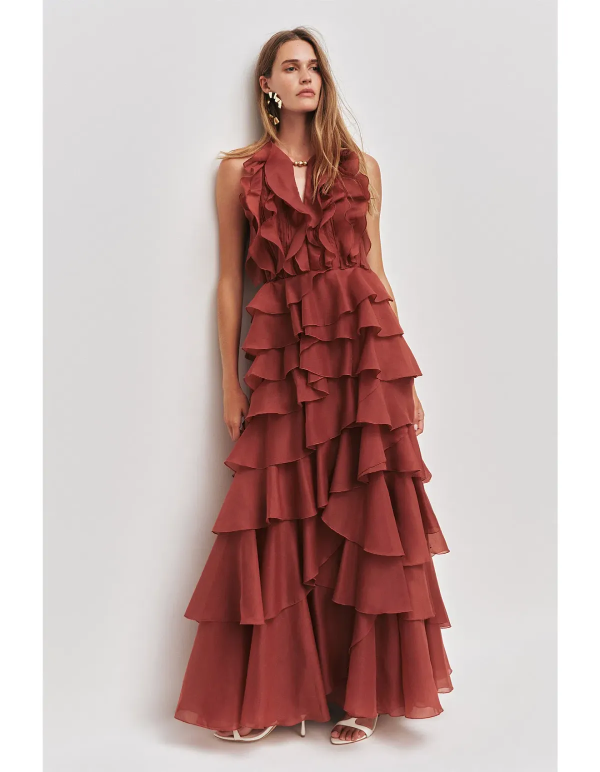 Aje Cleo Gown in Rust Size 14 - Image 4