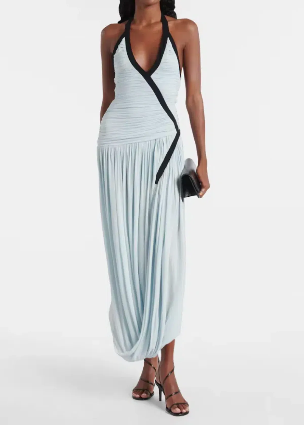 Christopher Esber Suspended Ruched Jersey Maxi Dress Blue Size Au6 - Image 4
