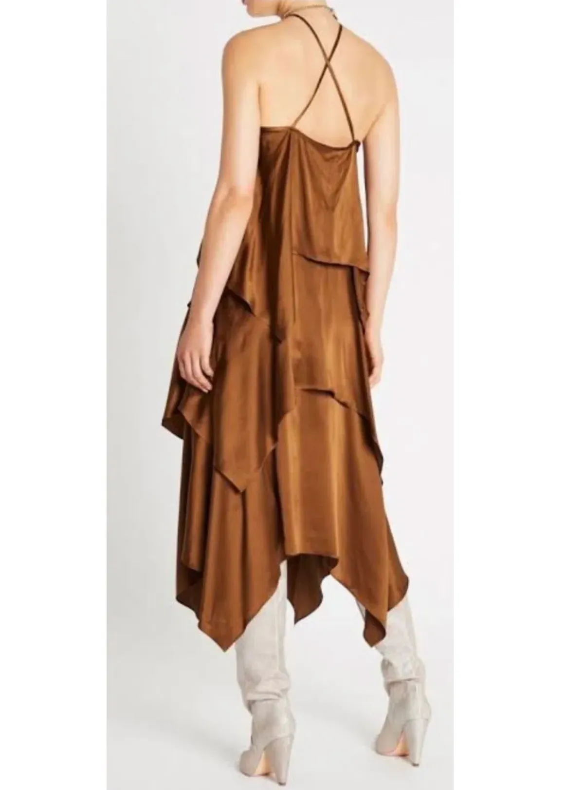 Sass & Bide Brown Sugar Silk Slip Dress Brown Size 10 - Image 2