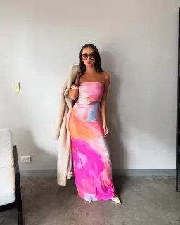 WITH HARPER LU STRAPLESS SLIP MAXI DRESS ABSTRACT ART SIZE XS Aus6-8 for rent on The Volte - image 6