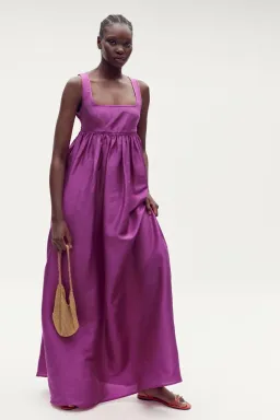 OROTON Strappy Open Back Poplin Maxi Sundress in Magenta Size 10 for rent on The Volte - image 1
