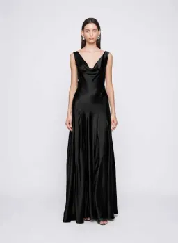 ANNA QUAN Keira Draped Maxi Dress Gown in Black Ink 8 for rent on The Volte - image 1