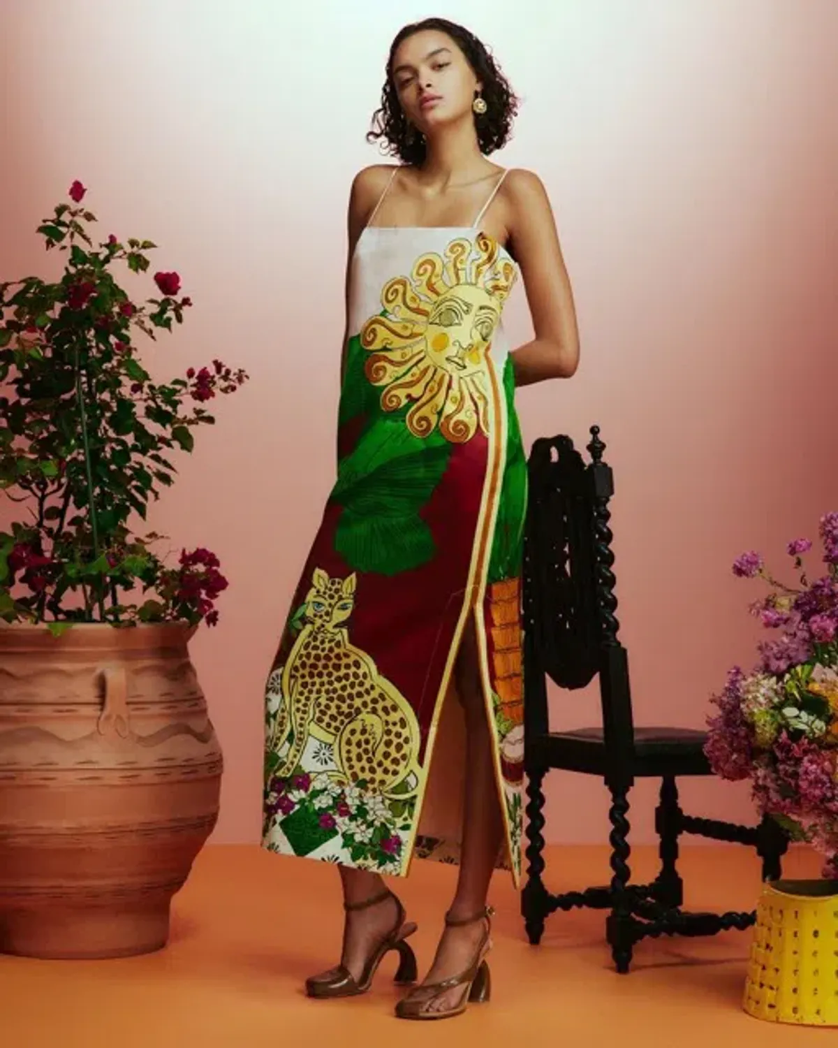 ALEMAIS Tiger Slip Midi Dress 10 AU - Image 7