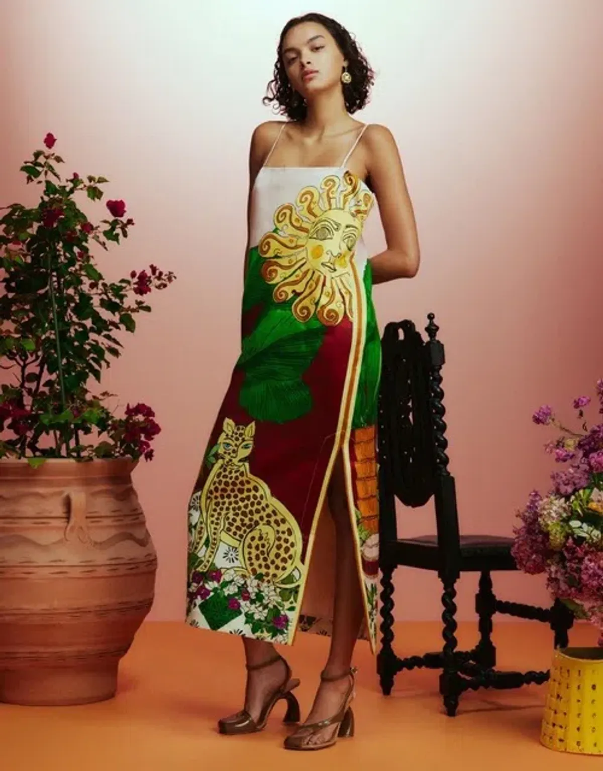 ALEMAIS Tiger Slip Midi Dress 10 AU - Image 8