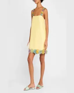 ALEMAIS Lolita Floral Beaded Mini Dress Yellow Size 10 AU for rent on The Volte - image 7