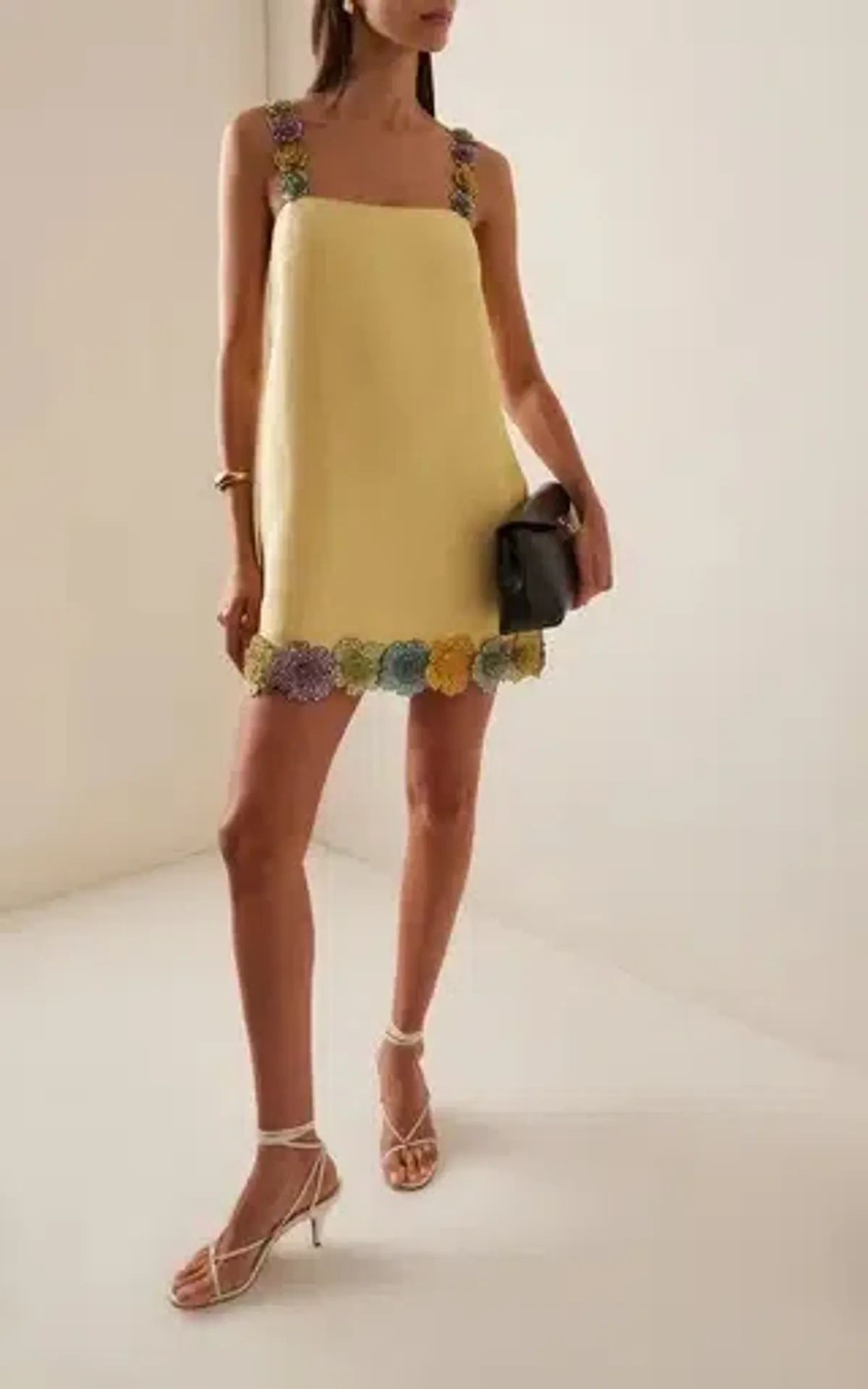 ALEMAIS Lolita Floral Beaded Mini Dress Yellow Size 10 AU - Image 1
