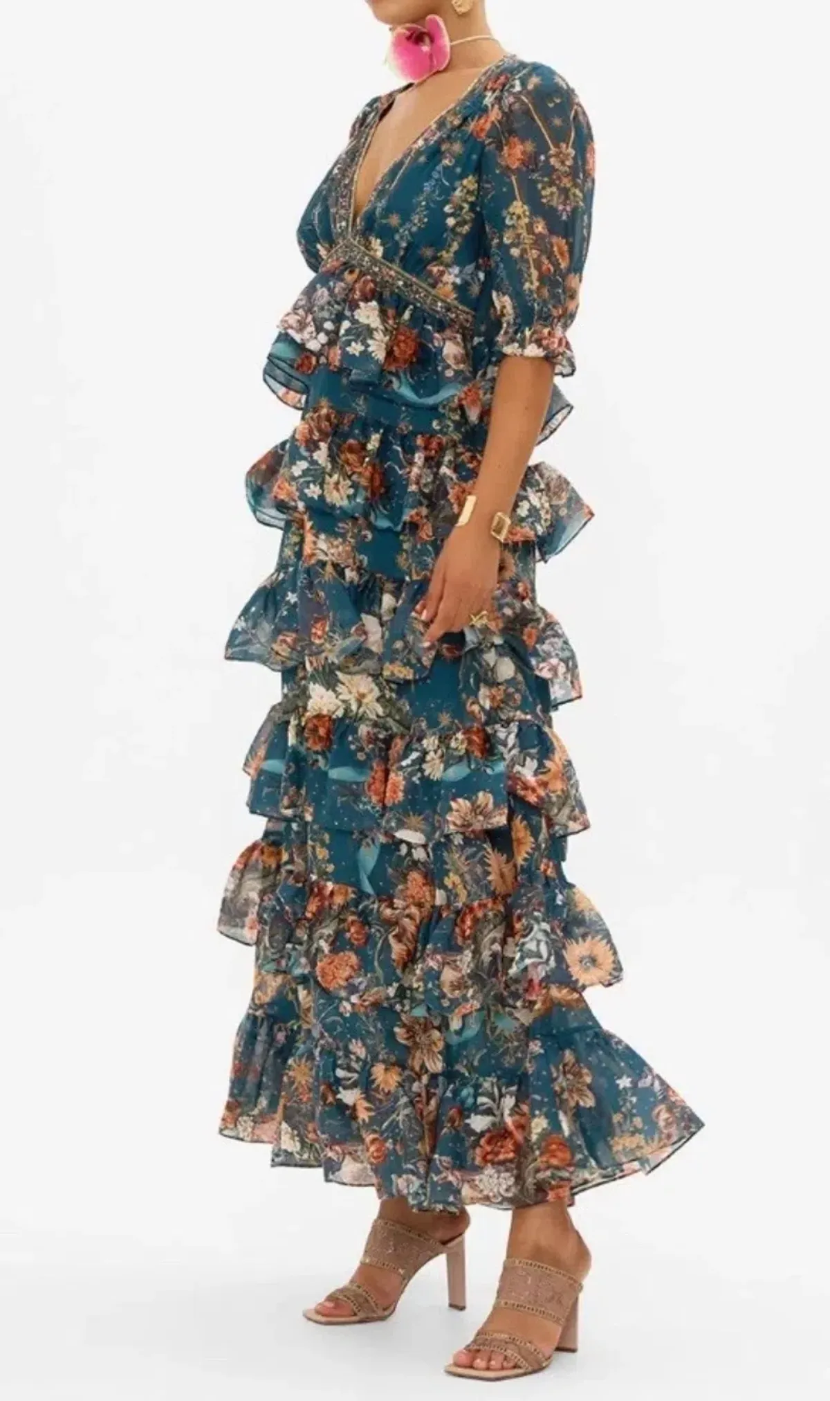 Camilla Puff Sleeve Long Dress She Who Wears The Crown Size S (10) - Image 1