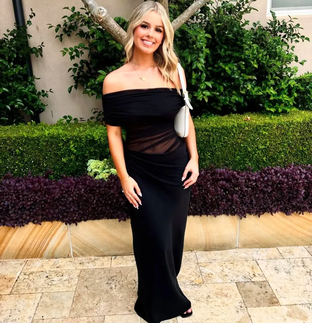 BENNI Nico Off Shoulder Maxi Dress Black size 6 - Image 1