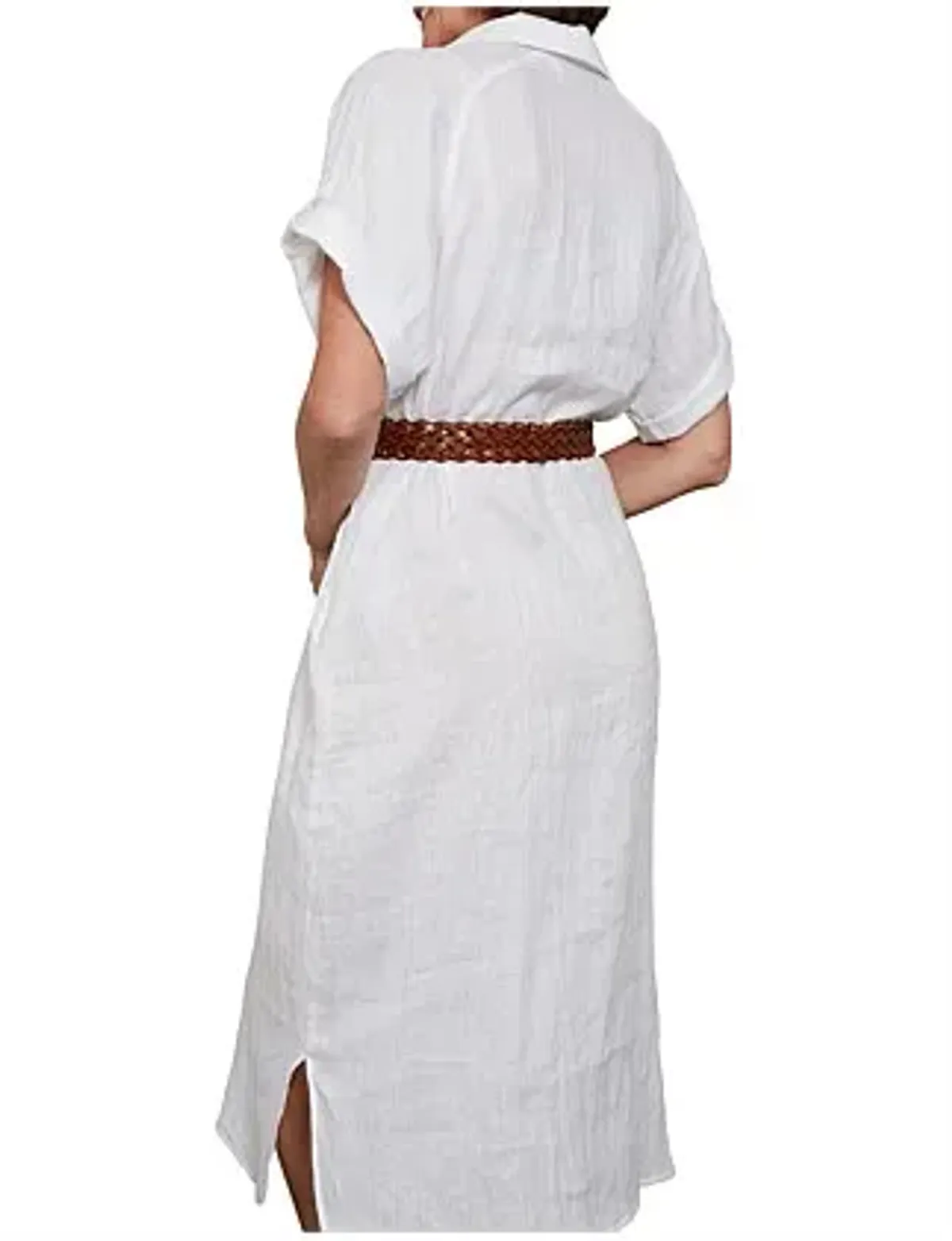 Eb And Ive Short Tab Sleeve Linen Studio Shirt Dress Salt Size S - Image 1