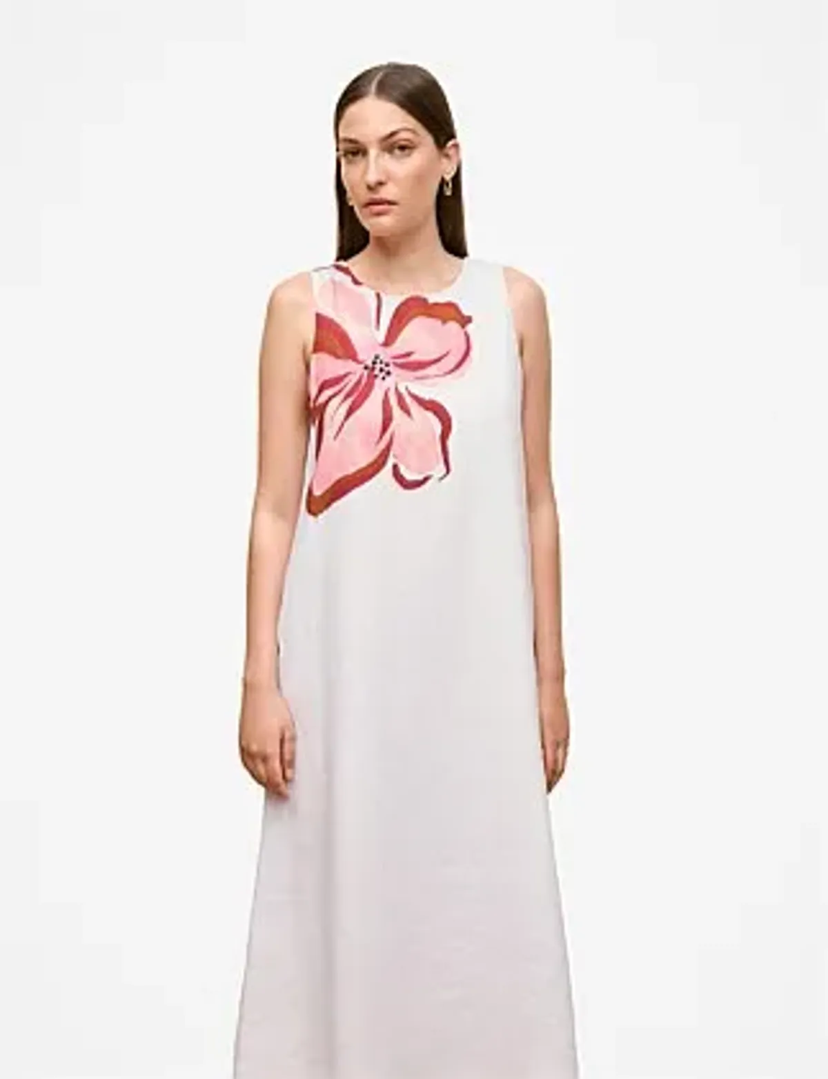 Trenery Peony Linen Sleeveless Column Dress White Size 8 - Image 4