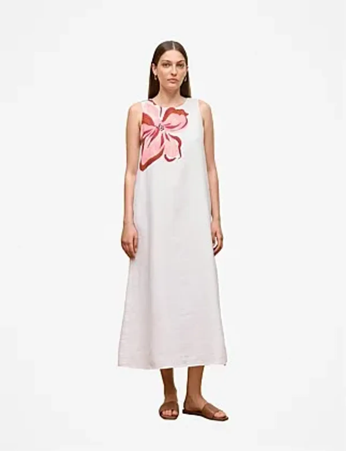 Trenery Peony Linen Sleeveless Column Dress White Size 8 - Image 2