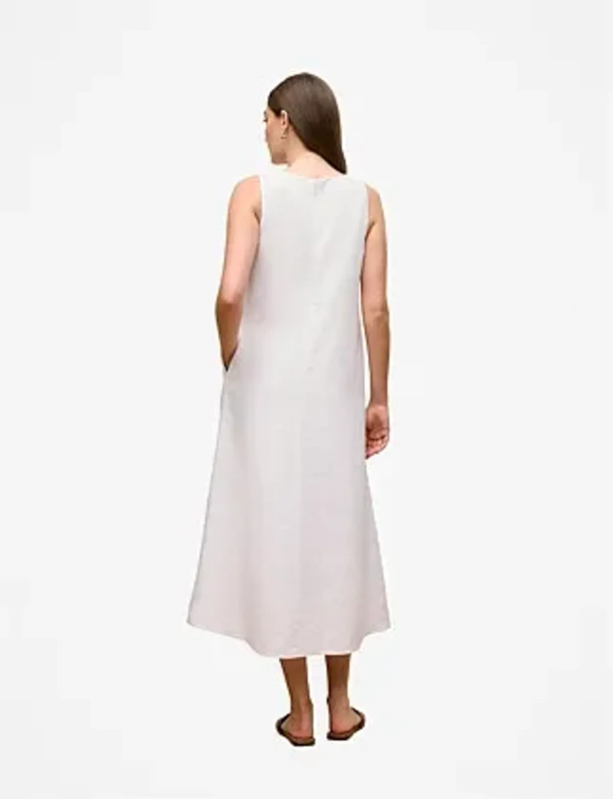 Trenery Peony Linen Sleeveless Column Dress White Size 8 - Image 1