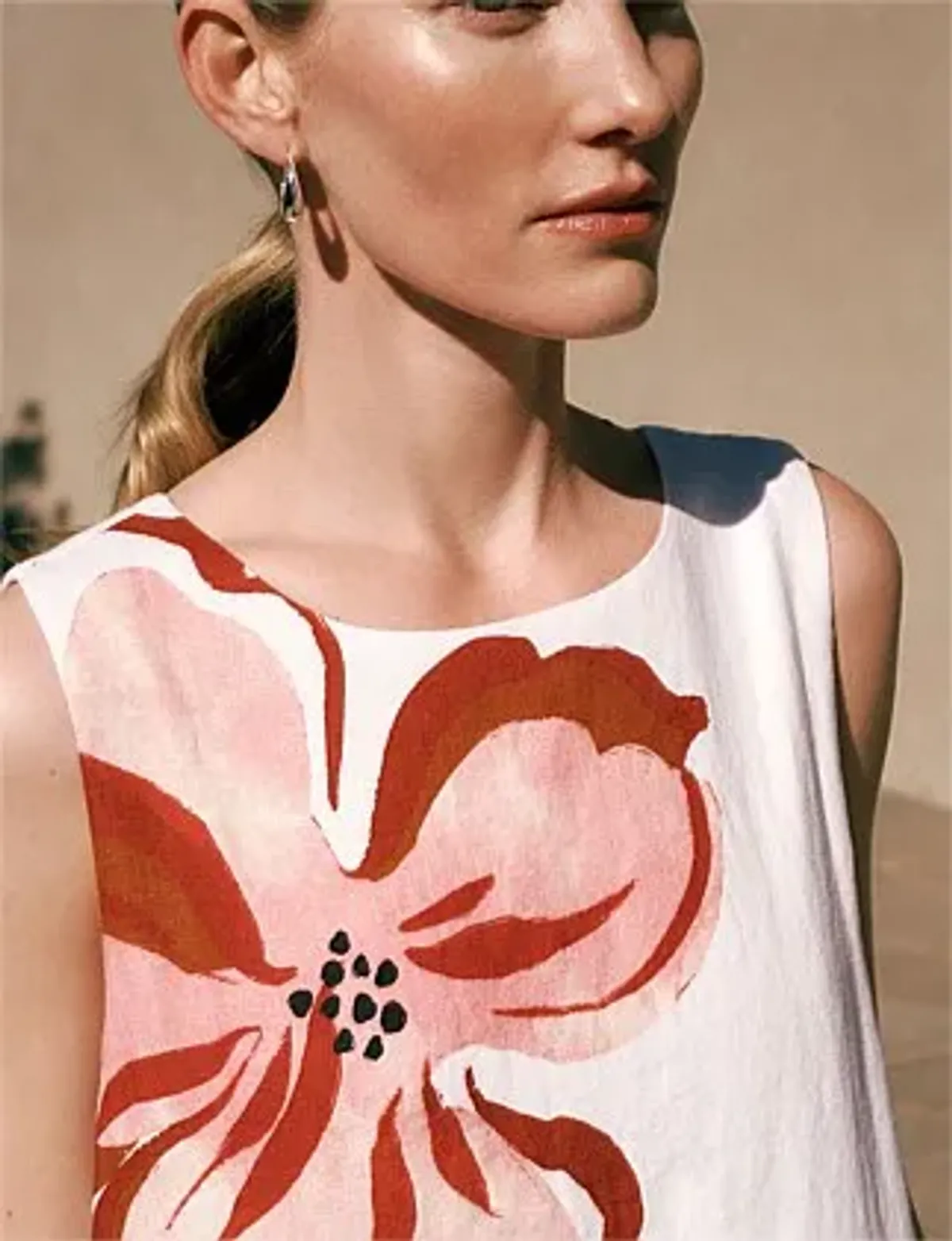 Trenery Peony Linen Sleeveless Column Dress White Size 8 - Image 3