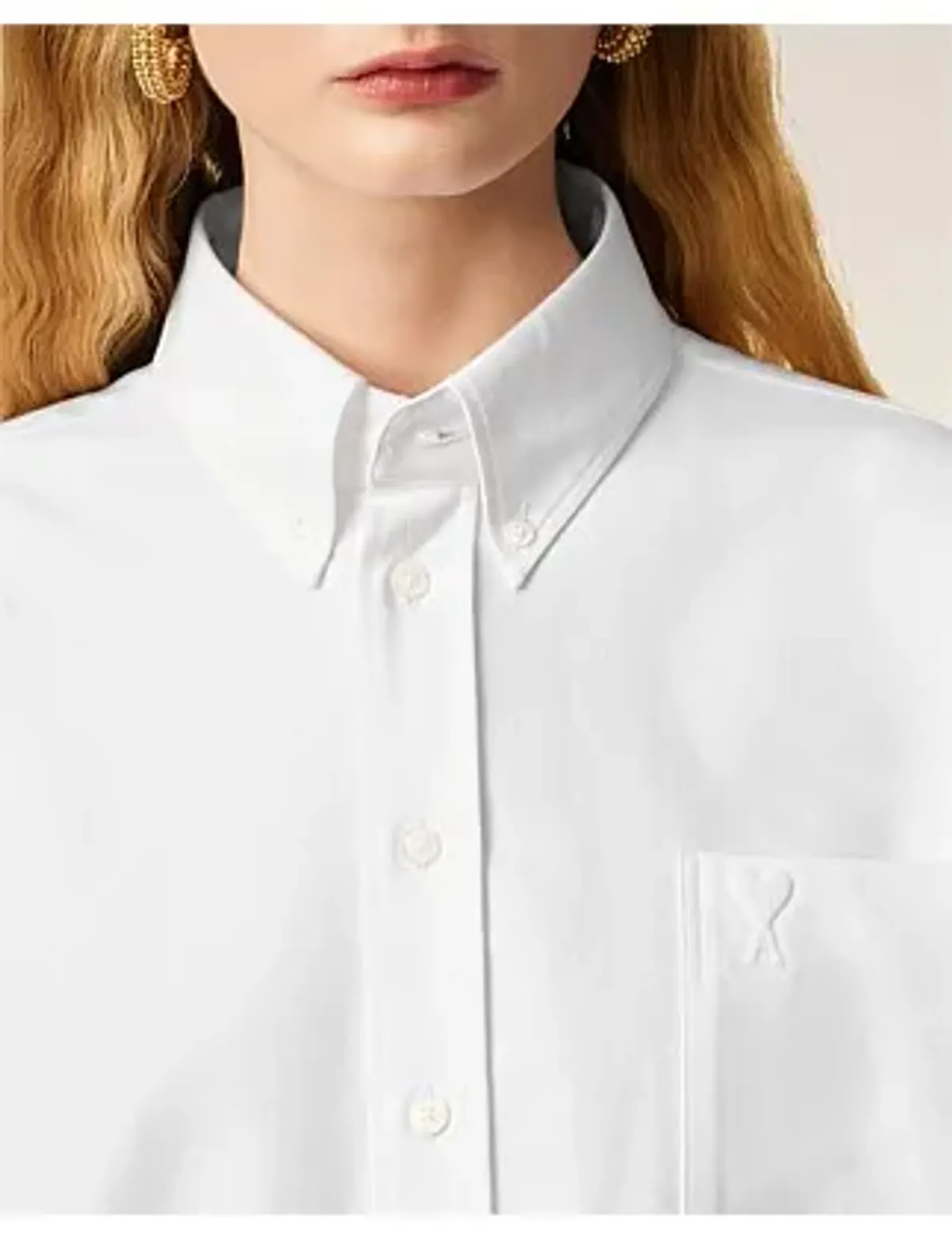 Ami CROPPED Long Sleeve BU SHIRT White Size 8 - Image 2