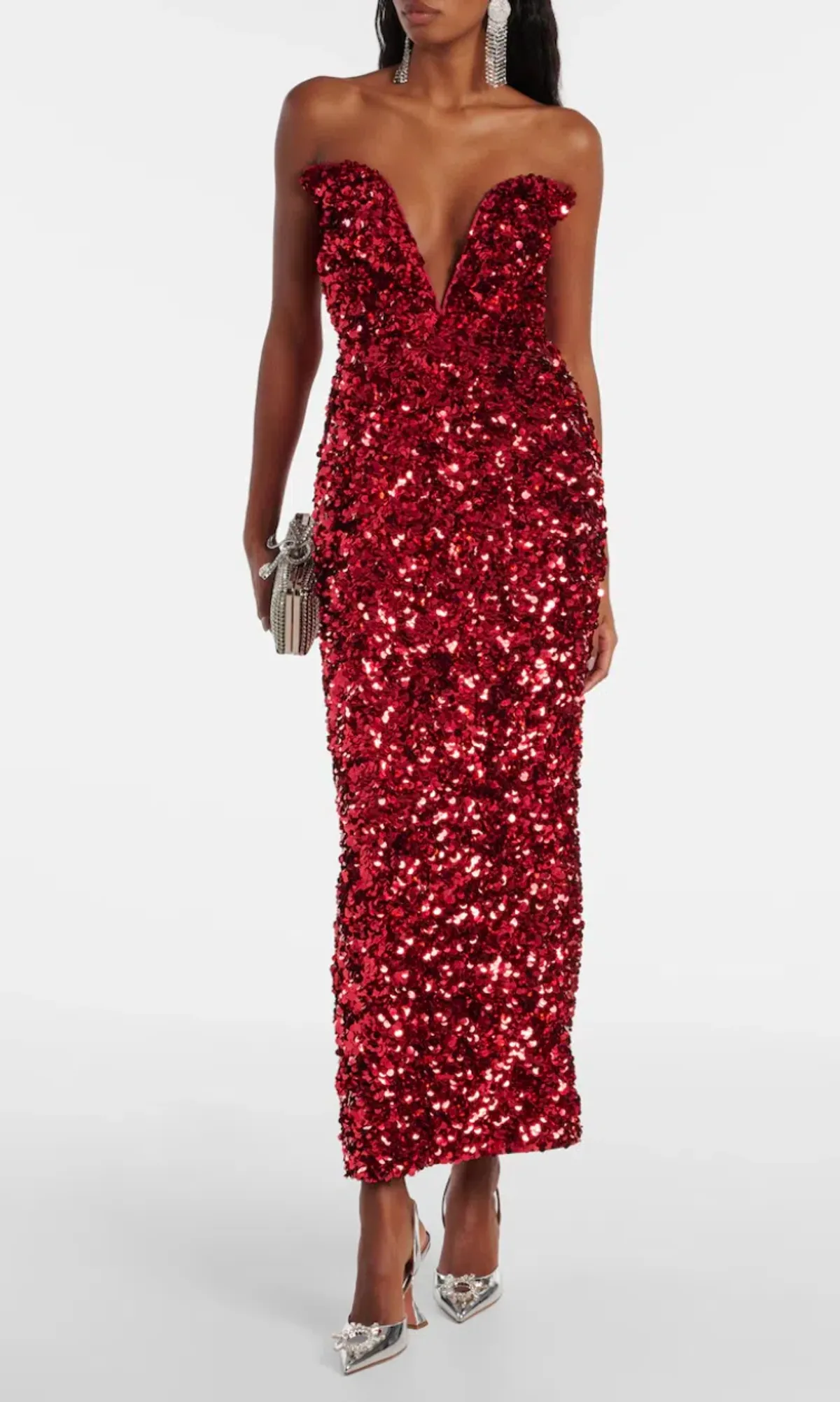 Self Portrait 3D Sequin Maxi Dress Red Size XS AU 6 - Image 1