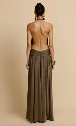 arcina ori, SANTINA DRESS KHAKI, maxi, size 8  for rent on The Volte - image 2