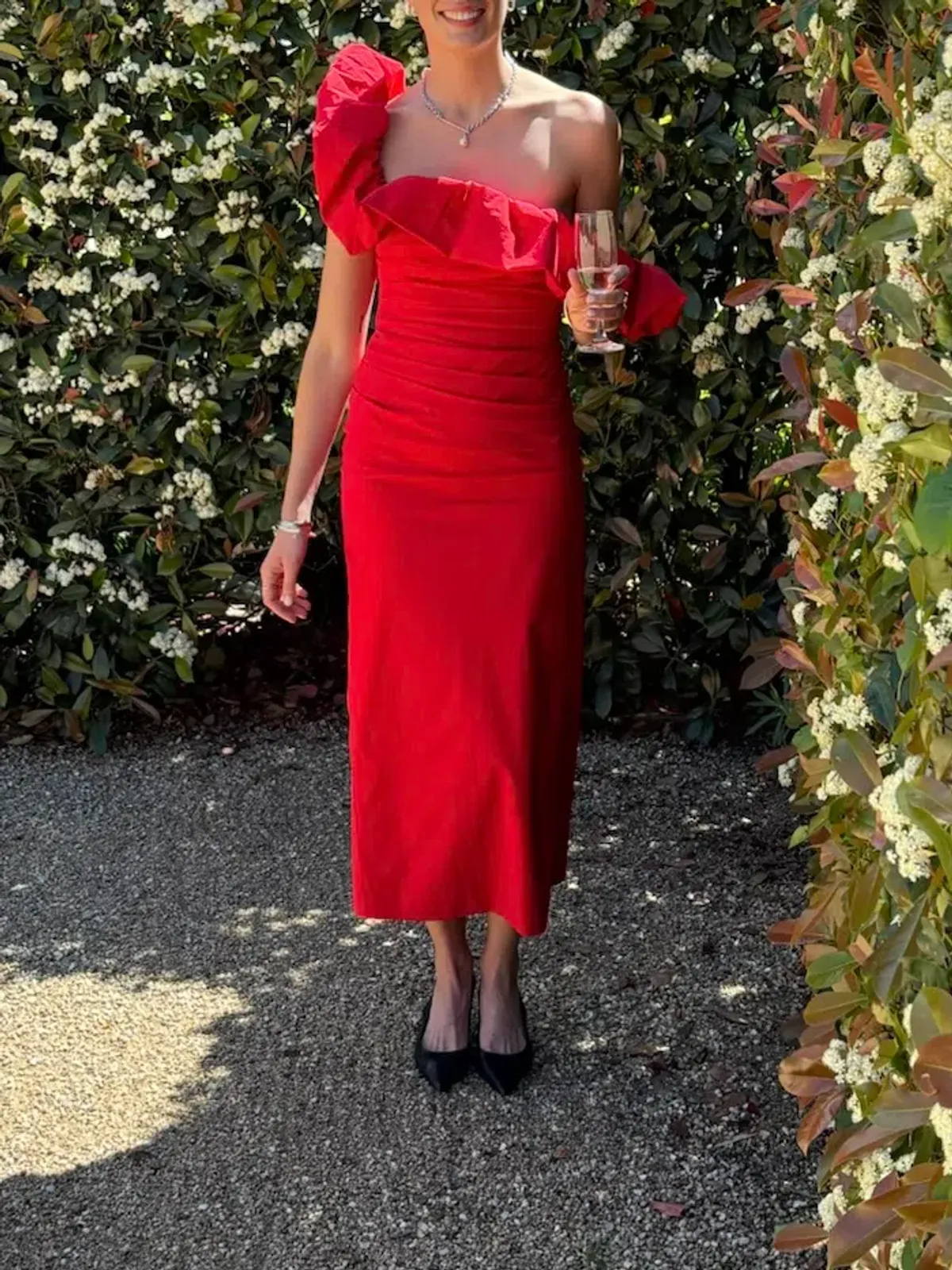 Shona Joy - Campbell Ruffle Draped Maxi Dress - Goji - Image 3