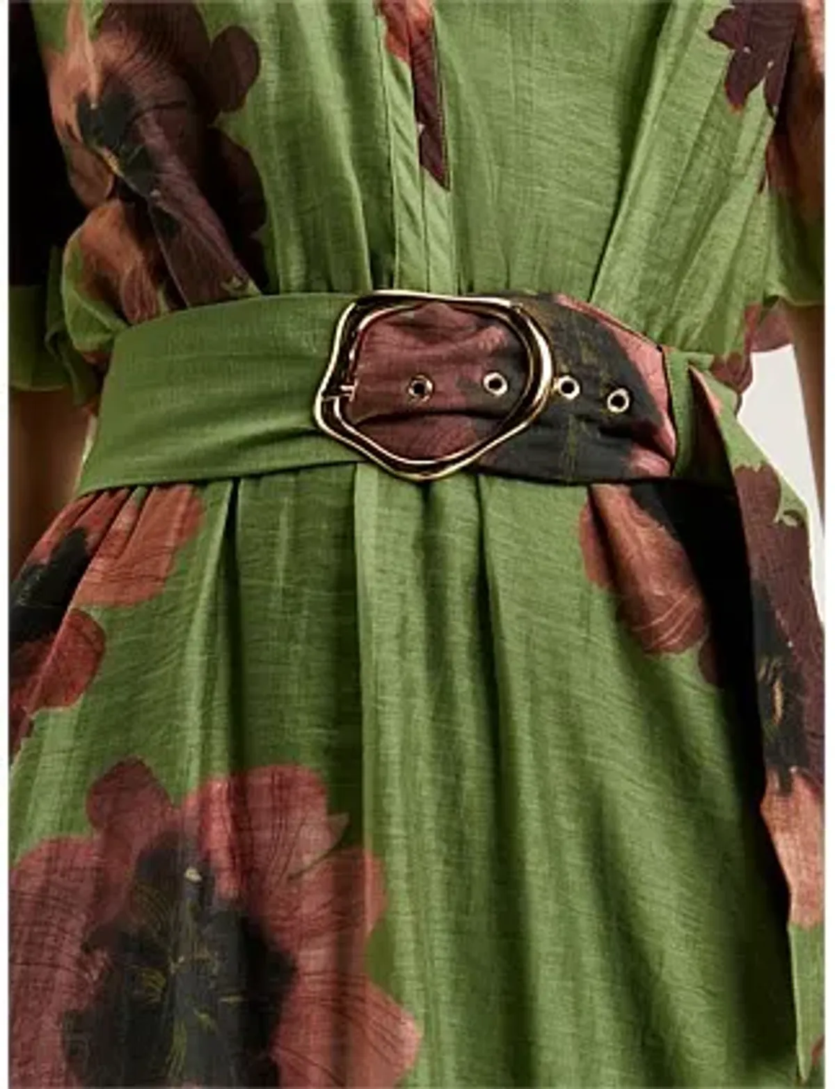 Veronika Maine WATER POPPY BELTED MIDI DRESS Green Size 8 - Image 1