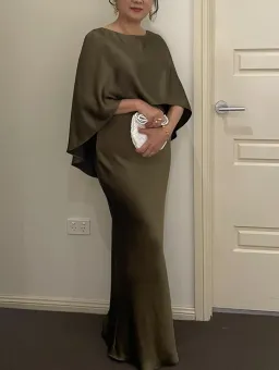 Carla Zampatti Moss Satin Cape Dress Size 12 for rent on The Volte - image 4