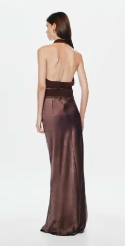 MISHA Celine Satin Maxi Brown size 10  for rent on The Volte - image 2