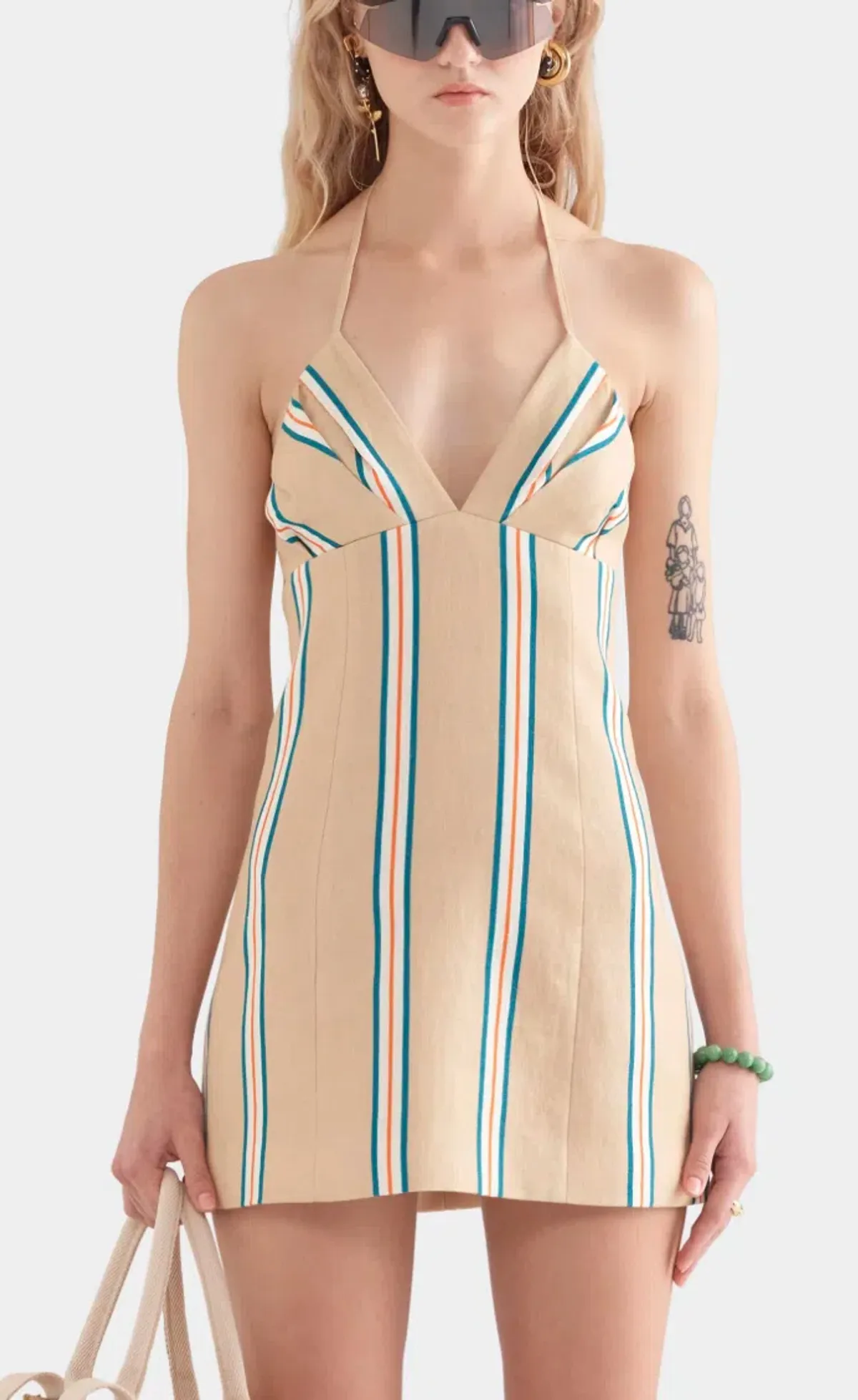 Venroy Halter Linen Mini Dress - size small - Image 1