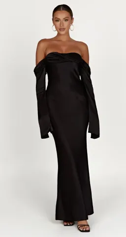 Giselle Off Shoulder Cowl Neck Maxi Dress - Black for rent on The Volte - image 1