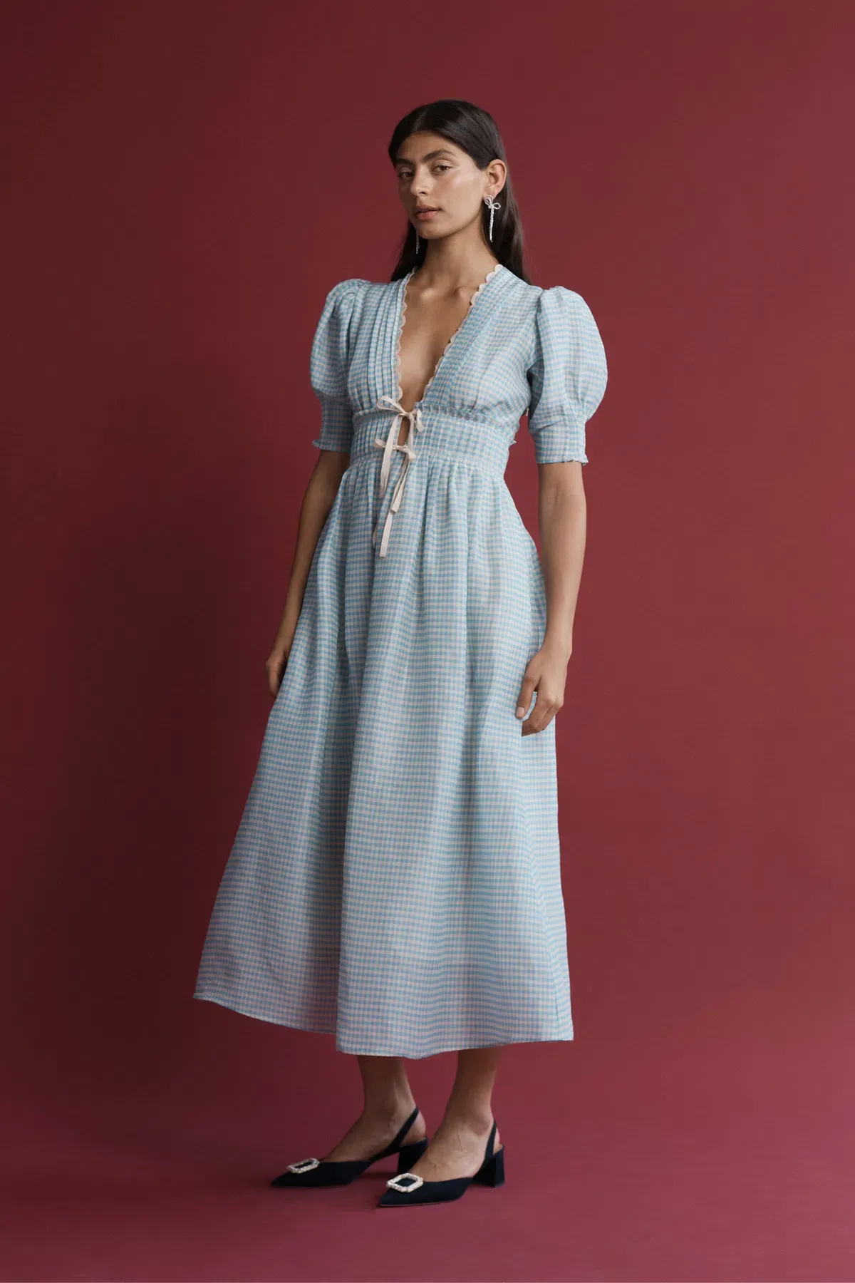 Lovaan Boehm Dress Blue Gingham Size 10 - Image 2