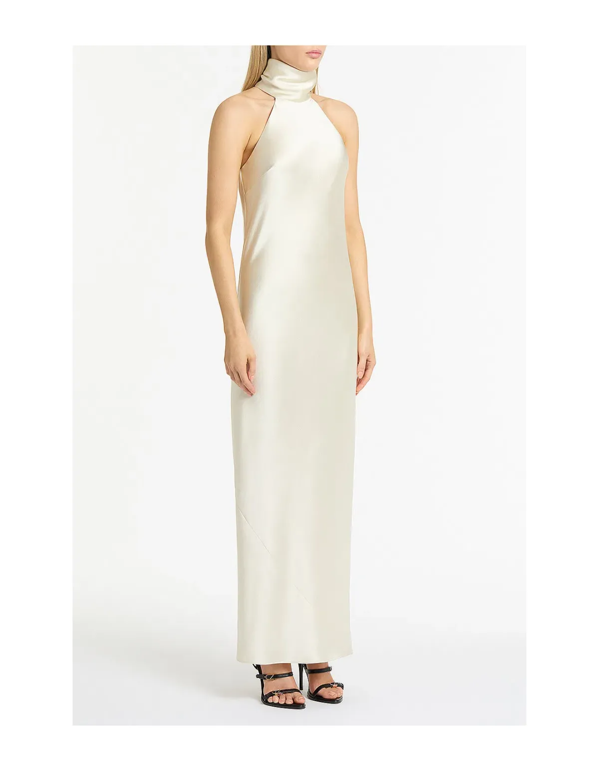 Carla Zampatti Ivory Satin Bias Maxi Dress Size 8 - Image 3