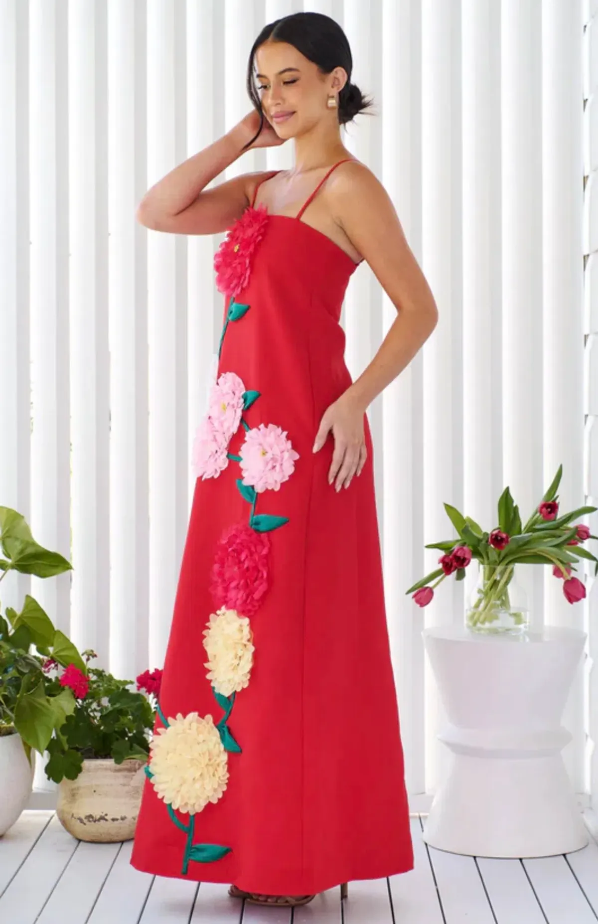 Elliatt Buttercup Embroidered Maxi Dress In Red size XL/ AU14-16 - Image 1