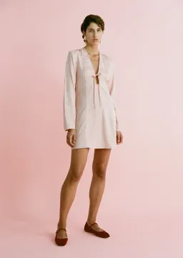 Lovaan Isla Mini Dress Silk Linen Brushed Rose Size 8 for rent on The Volte - image 2