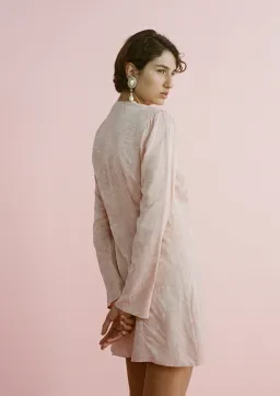 Lovaan Isla Mini Dress Silk Linen Brushed Rose Size 8 for rent on The Volte - image 3