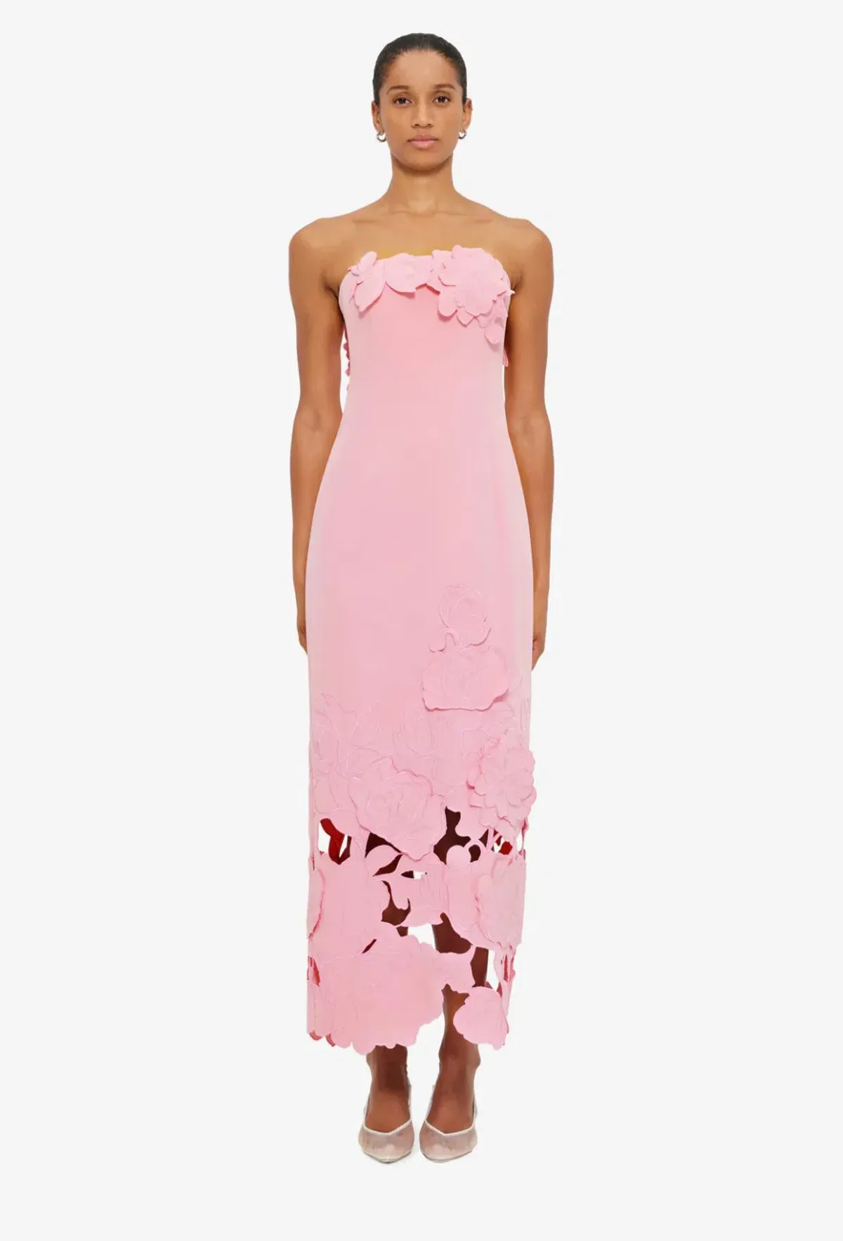 Leo Lin Rayna Pink Applique Bustier Maxi Dress Size 8 AU - Image 1