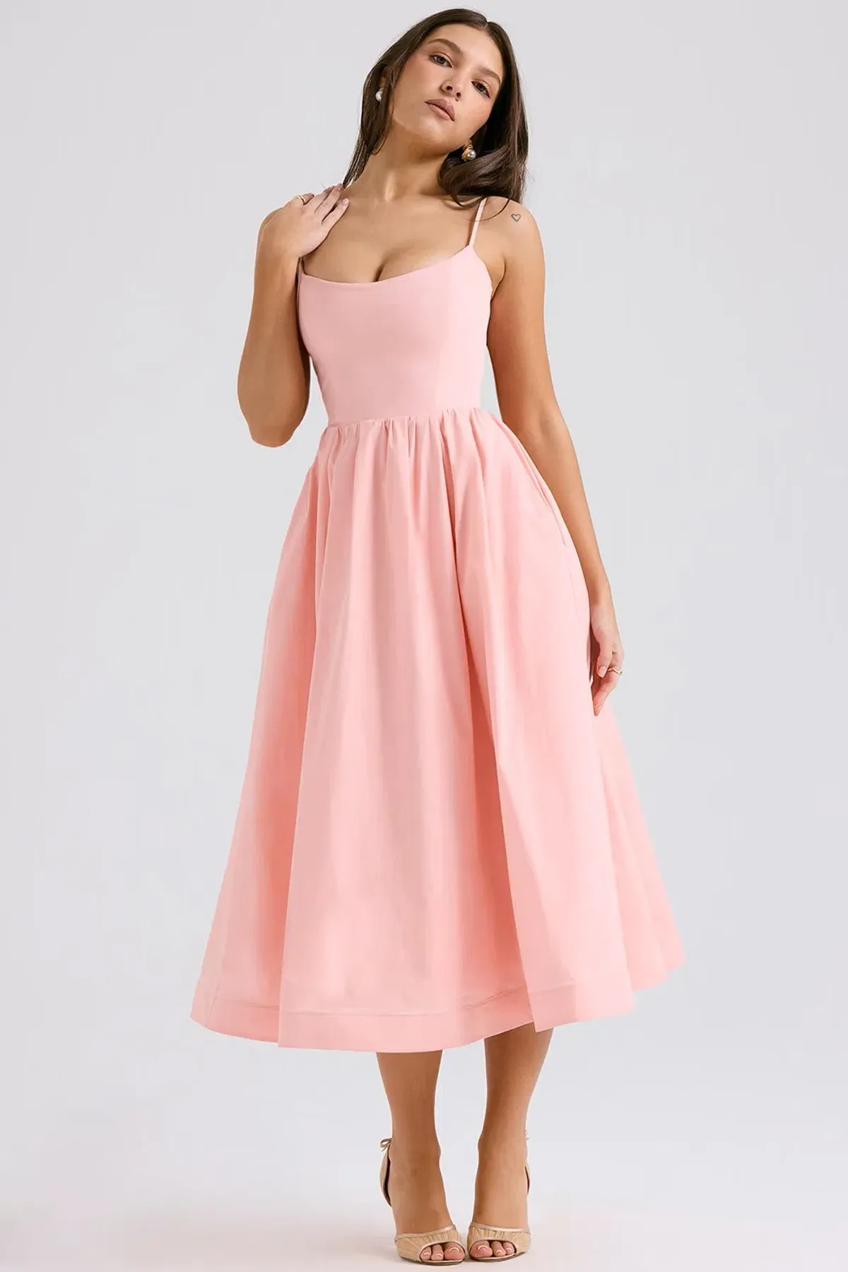 House of CB Lolita scoop-neck cotton-blend midi dress Size M - Image 3