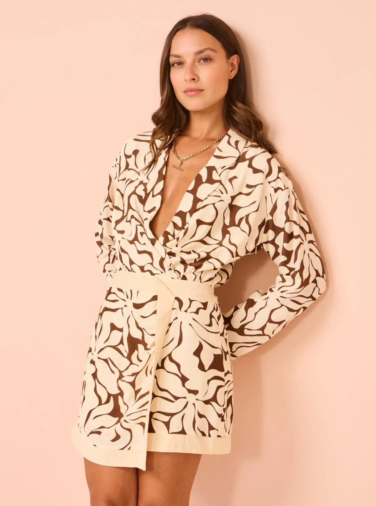 Mon Renn High Tide Mini Dress In High Tide Coffee Size 6 - Image 1