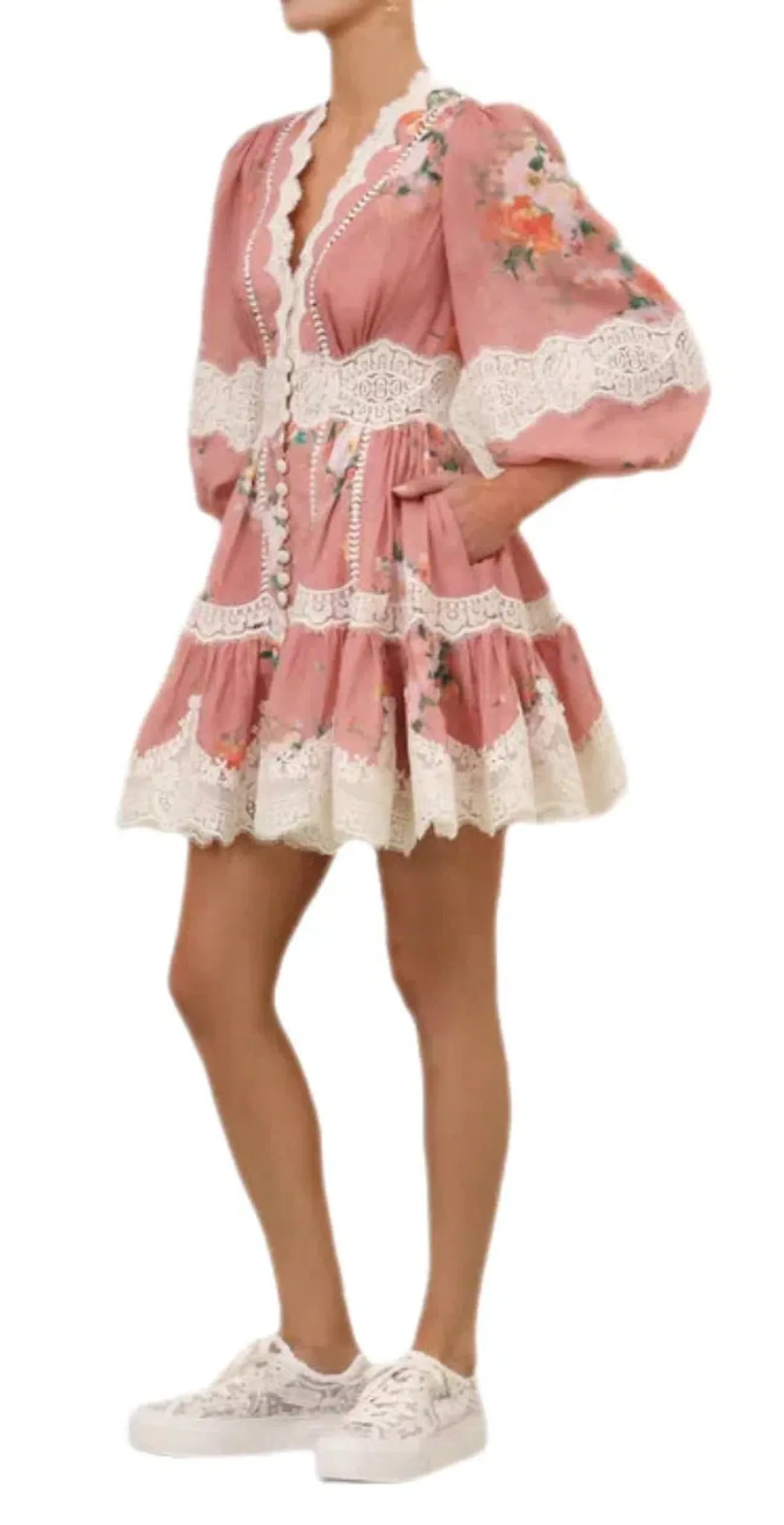 Zimmermann Everley Lace Trim Mini Dress Size 1 - Image 1