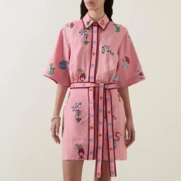 ALEMAIS Timmy Embroidered Mini Dress Pink Size 10 AU for rent on The Volte - image 1