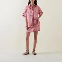 ALEMAIS Timmy Embroidered Shirt & Sarong Skirt Pink Size 10 AU for rent on The Volte - image 3