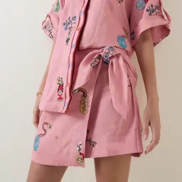 ALEMAIS Timmy Embroidered Shirt & Sarong Skirt Pink Size 10 AU for rent on The Volte - image 4
