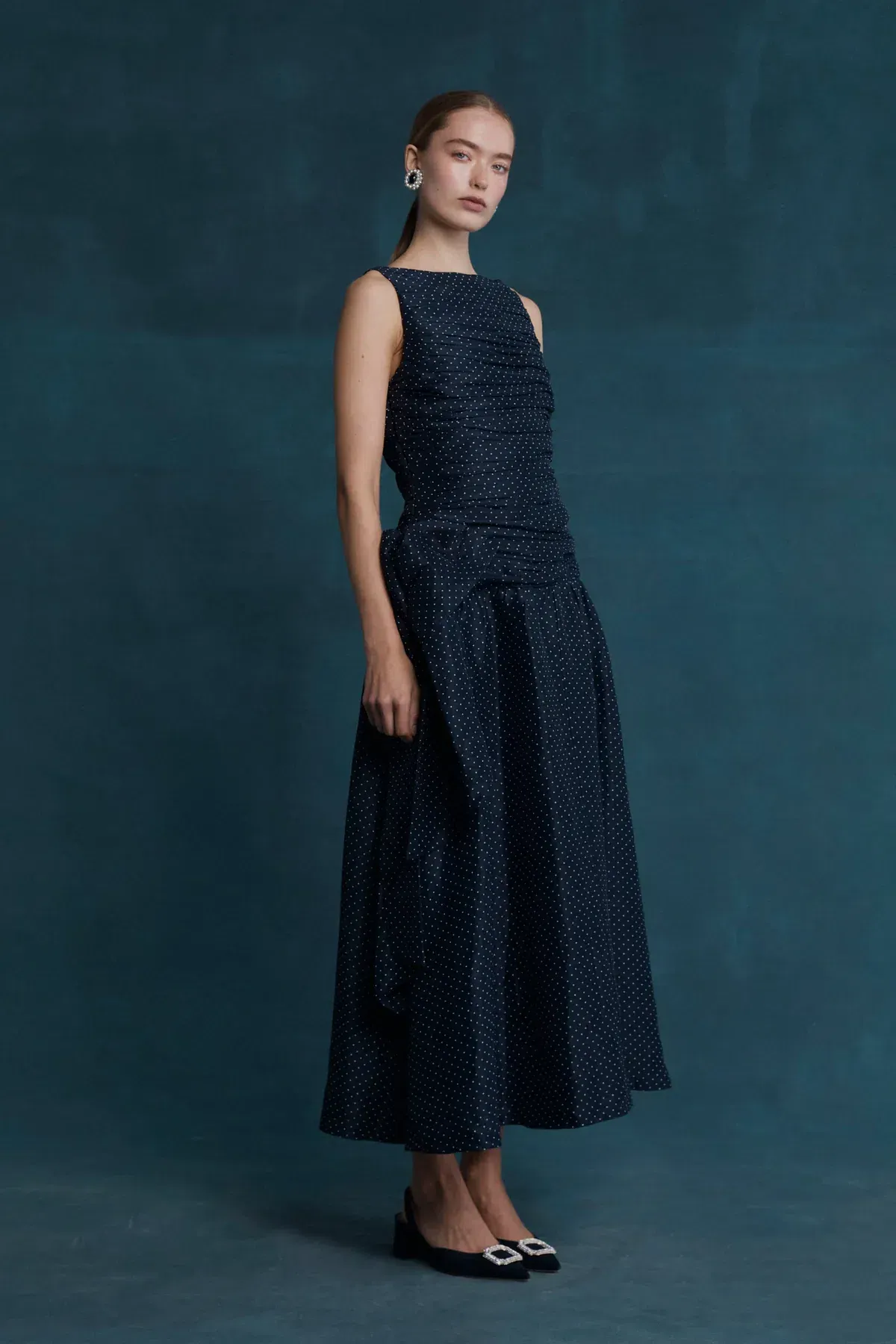 Lovaan Ophelia Dress Silk/Linen Royal Dot Size 14 - Image 2